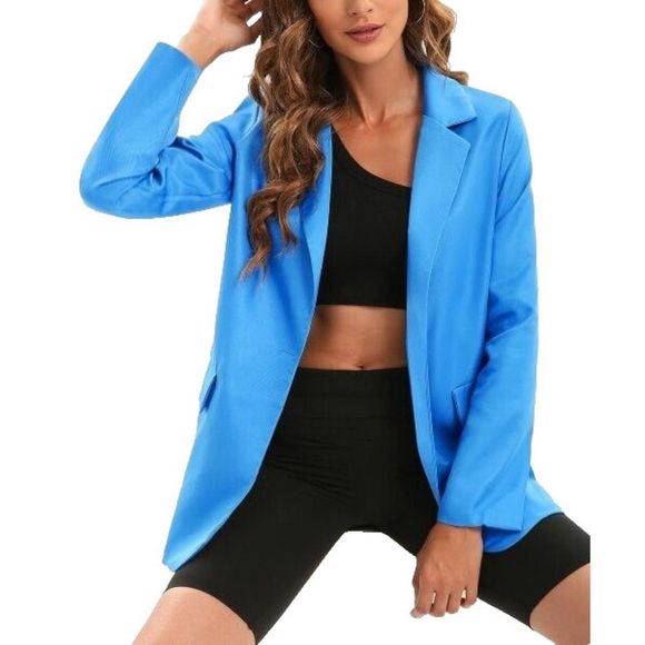 Z Avenue Royal Blue One-Button Boyfriend Blazer Size M - Picture 1 of 1